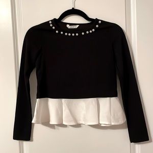 Girls Black and White Blouse - size 11/12
